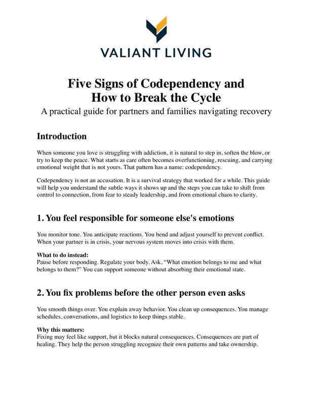 Cover of the Five Signs of Codependency guide