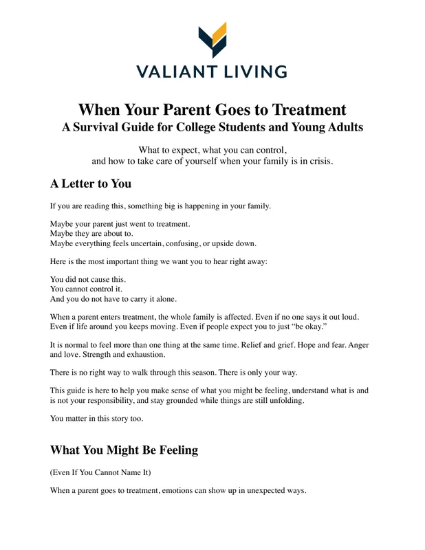 Cover of the When Your Parent Goes to Treatment guide